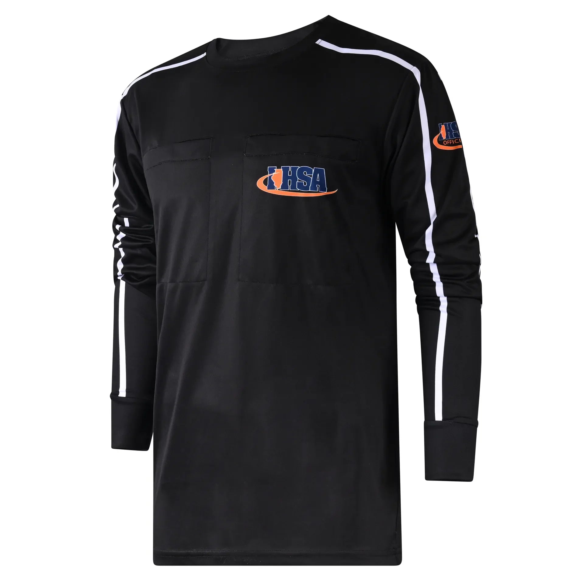 Illinois (IHSA) Davis IHSA AeroFLX Soccer Black Referee LS Shirt 2.0