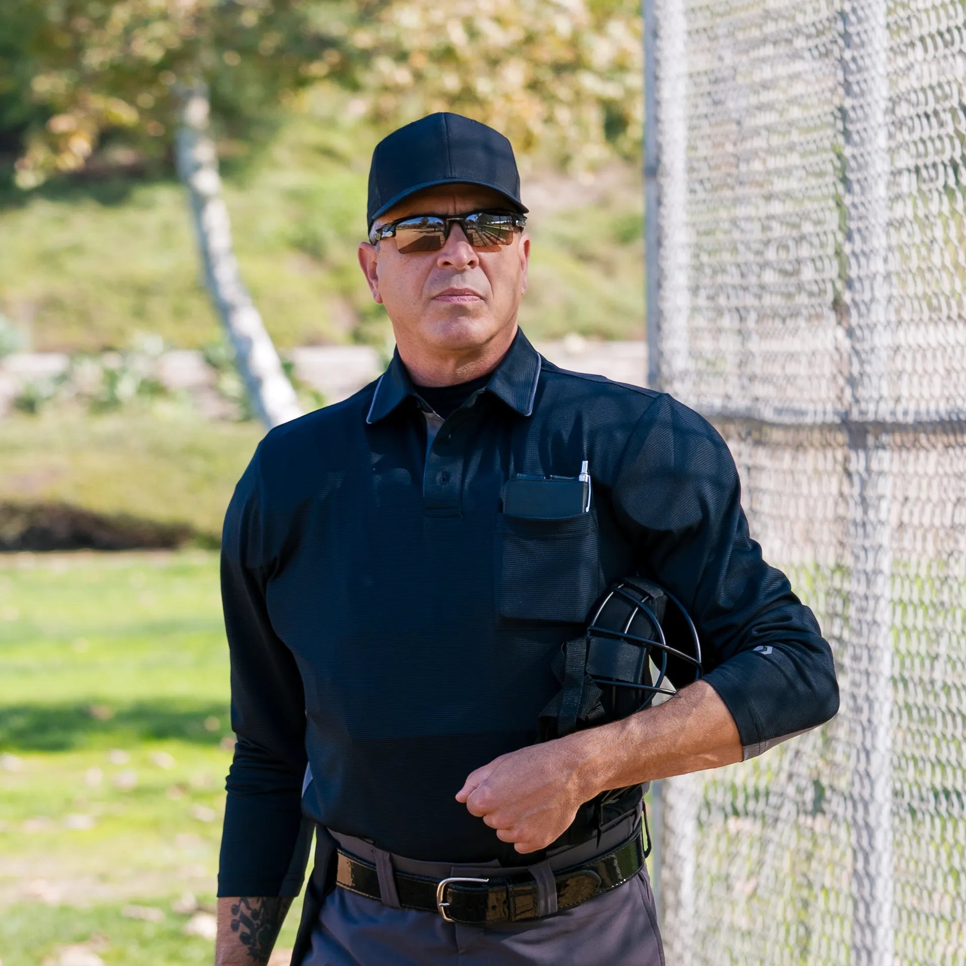 BFX MLB Side Panel Homage V2 LS Black Umpire Shirt